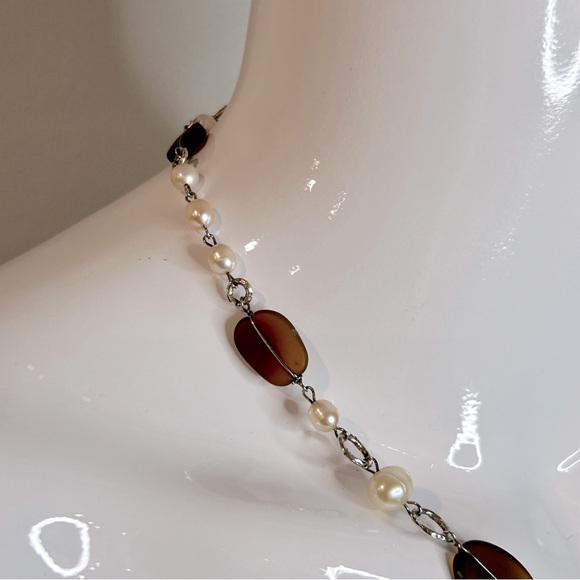 Hand Made Freshwater Pearls and Sea Glass Necklace - Picture 4 of 7